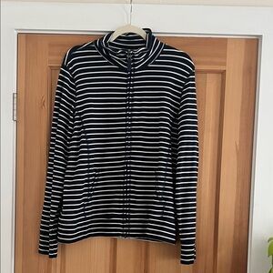 Striped Black and White Zip-Up Jacket